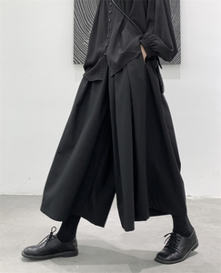 yohji 山本耀司yamamoto剑道裤情侣裤裙休闲裤暗黑系风阔腿裤裙裤