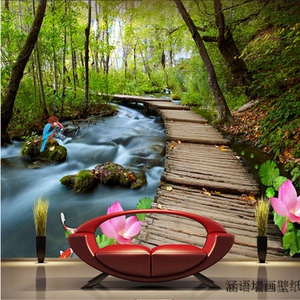 纸画山水风景无纺布