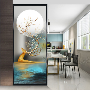 艺术玻璃玄关入户客厅钢化简约现代隔断磨砂透光双面工艺轻奢屏风