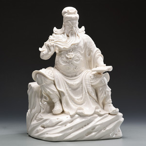 陶瓷文关公财神摆件 德化白瓷关二爷武财神乔迁送礼品关圣帝君