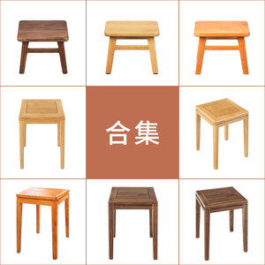 合集凳子北美黑胡桃木四方凳高餐椅凳餐桌家用实木套叠备用梳妆凳