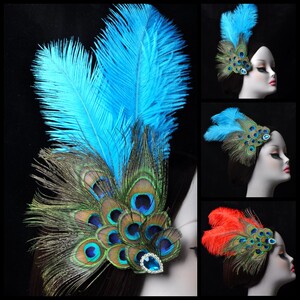 傣族云南孔雀羽毛头饰舞台舞蹈演出拍照照相新娘饰品发夹发饰边夹