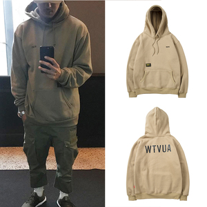 wtaps秋冬季连帽卫衣余文乐madness同款加绒宽松男士字母印花外套