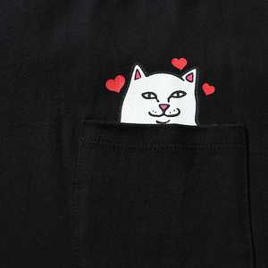 美国潮牌ripndip 贱猫中指猫短袖t恤 男女情侣款 love 笔芯口袋猫