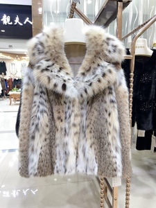 新款进口美国大猫猫西服领半白短款原皮原色天然豹点皮草外套大衣