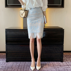 后开叉蕾丝半身裙女短裙春夏季2022新款高腰显瘦包臀一步裙中长裙