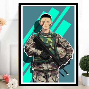 5d钻石画满钻新款兵哥哥军人粘钻十字绣钻石绣迷彩服人物卧室手工