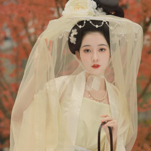 流苏薄纱蕾丝面纱古风斗笠帽子汉服幕篱唐风