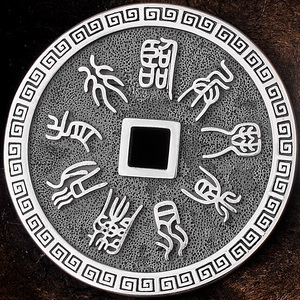 990足银道家九字真言八卦吊坠铜钱币挂件潮复古平安扣护身牌项链