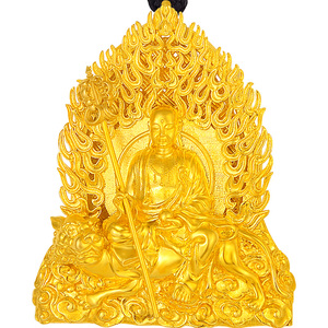 999黄金足金地藏王菩萨吊坠男士霸气实心金牌项链挂坠本命年礼物