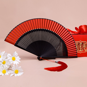 宝扇开翅扇子折扇女扇易开合大红舞蹈扇23厘米跳舞旗袍走秀折叠扇