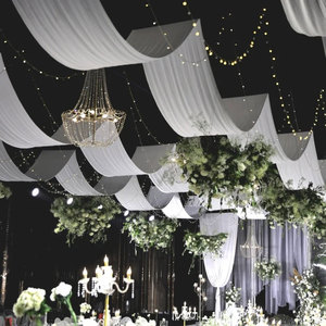 婚庆道具吊顶弹力布纱幔布幔装饰中式婚礼堂舞台布置牛奶丝吊顶布