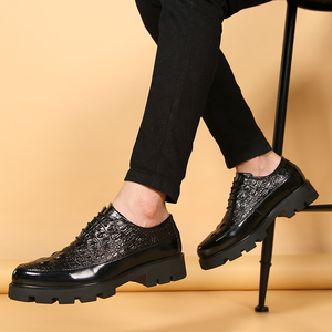 男士松糕鞋鳄鱼纹休闲鞋增高10cm皮鞋隐形内增高8cm厚底高跟男鞋