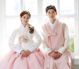 韩国进口面料/新娘新郎婚礼韩服/情侣韩服/民族礼服/ye-ql7125