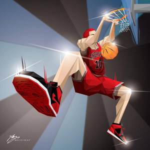 digiway 艺术家 slamdunk sakuragi x aj1 bred 樱木 打篮球 版画