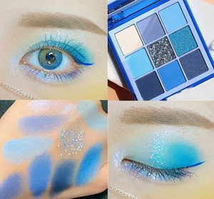 蓝色眼影蓝色系列单色儿童舞台妆眼影盘蓝色系儿童演出表演幼儿园