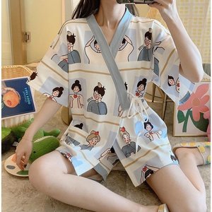 001人付款淘宝睡衣女高级感睡裙网红爆款2021洋气和服领衬衫可爱夏季