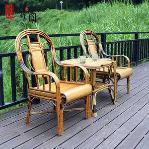 竹椅子套装老式靠背椅四川喝茶椅客厅家用休闲纯手工竹制家具藤椅