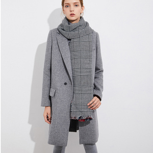 VIA西装领羊毛呢大衣女中长款h型羊绒呢子秋冬外套气质高级感灰色
