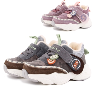 2019步一秋冬新款男女童鞋宝宝机能鞋软底学步鞋绒面二棉鞋运动鞋