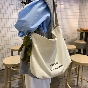 ins日系原宿慵懒风单肩包女韩版简约文艺学生斜挎包百搭帆布大包