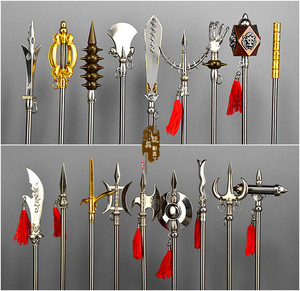 1:6中国古代兵器武器模型十八班兵器史进二郎神杨戬三尖两刃刀
