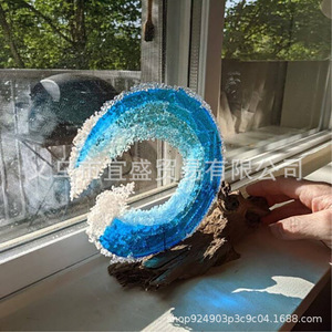 跨境海浪浪花摆件装饰3D立体海洋蓝色系风格家居设计装饰树脂