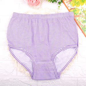 中老年纯棉三角胖妈妈款大码三角内裤女款高腰全棉彩条短款内裤
