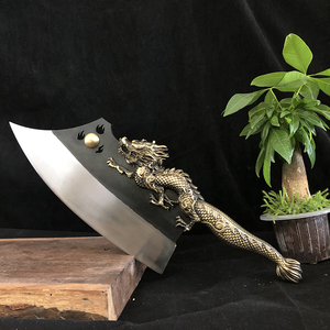 龙泉纯手工锻打纯铜龙头刀柄斩剁砍骨刀切两用菜刀厨师专用锋利