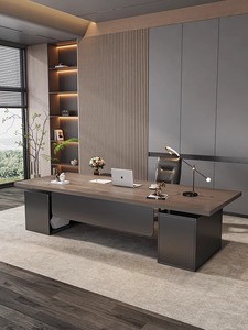 实木办公桌老板桌带侧柜简约现代总经理办公桌创意电脑桌办公家具