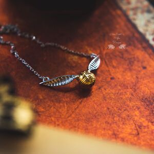 哈利波特周边金色飞贼项链 925纯银制镀真金情侣链春节送女友礼物