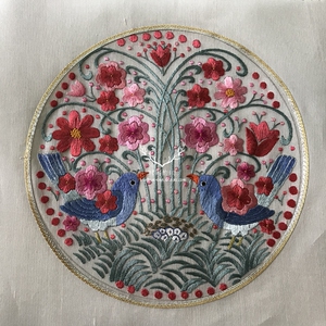 中式苏绣手工绣花复古刺绣老绣片花贴中式服装设计辅料瑞鸟图