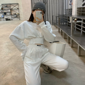 泫雅风春秋新款爵士舞服装女套装jazz女装收腰运动束脚裤两件套潮