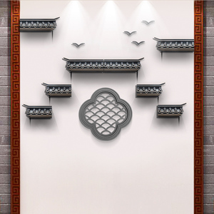 墙饰徽派墙面装饰屋檐墙上装饰品挂件客厅楼梯沙发电视背景墙壁饰