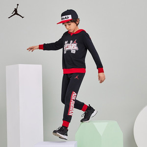 Nike Air Jordan 耐克 童装男童运动套装春秋中童连帽卫衣长裤2件