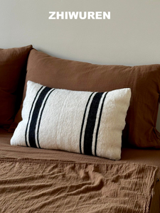 摩洛哥进口羊毛手工编织平织条纹靠枕枕头抱枕枕芯含芯客厅卧室