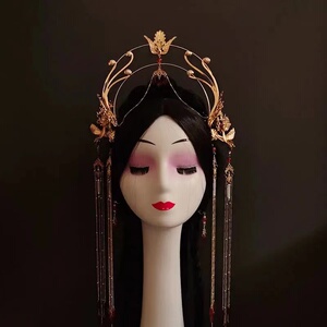 汉服配饰圣母光环头冠发冠女古风发冠古风流苏步摇发箍异域风头饰