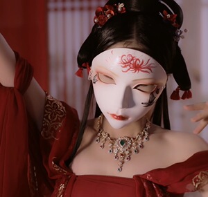 网红抖音面具古风中国风汉服人脸假面舞会派对女王面罩古风半脸