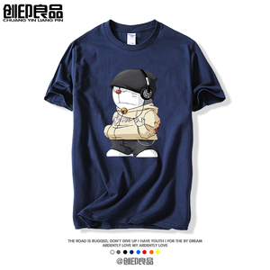 蓝胖子 卡通男女t恤 2019款短袖机器猫夏装衣服班服定制 加大码潮