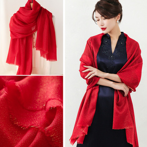红色旗袍披肩妈妈水溶羊毛围巾 婚宴结婚礼服外搭高端秋冬喜婆婆