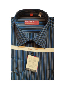 开尔断码甩卖商务休闲男士长袖衬衣衬衫方领蓝色条纹绅士四季2136