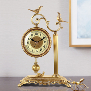 宝丽欧式黄铜摆件座钟客厅家用复古台坐钟玄关别墅装饰大气时钟表