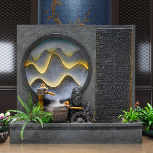 新中式招财水幕墙流水屏风假山水景景观摆件公司装饰开业送礼落地