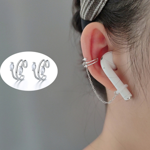 纯银无线耳机防丢耳夹 蓝牙耳机通用防掉耳环airpods耳链原创设计