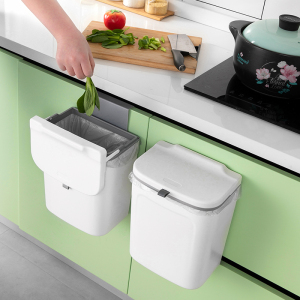 厨房垃圾桶挂式家用带盖壁挂式翻盖厨余橱柜门收纳桶卫生间垃圾筒