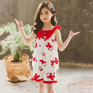 女童吊带睡衣两件套纯棉薄款夏季中大童八岁女孩可爱公主家居服10