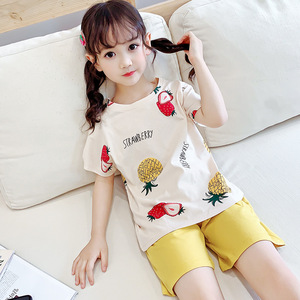 六岁小女孩睡衣短袖短裤纯棉薄款中大童女童可爱公主夏天家居服10