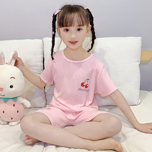 7岁小女孩睡衣8岁中大童女童夏款短袖薄款小学生家居服两件套夏天