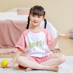 六岁女孩睡衣短袖纯棉薄款中大童女童韩版可爱公主家居服套装夏季