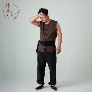 旧上海滩轿夫车夫演出服民国农民无袖马甲码头工人服棉麻粗布放牛